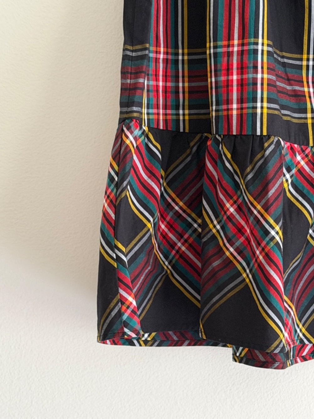 J Crew Red Tartan Plaid Skirt Attached Belt Midi Length Flounce Hem Cotton Sz 4 - Picture 7 of 16